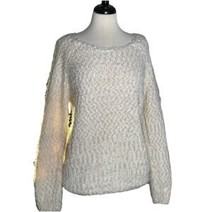 Buffalo David Bitton Women’s Eyelash Sweater Ivory Tan Long Sleeve XL